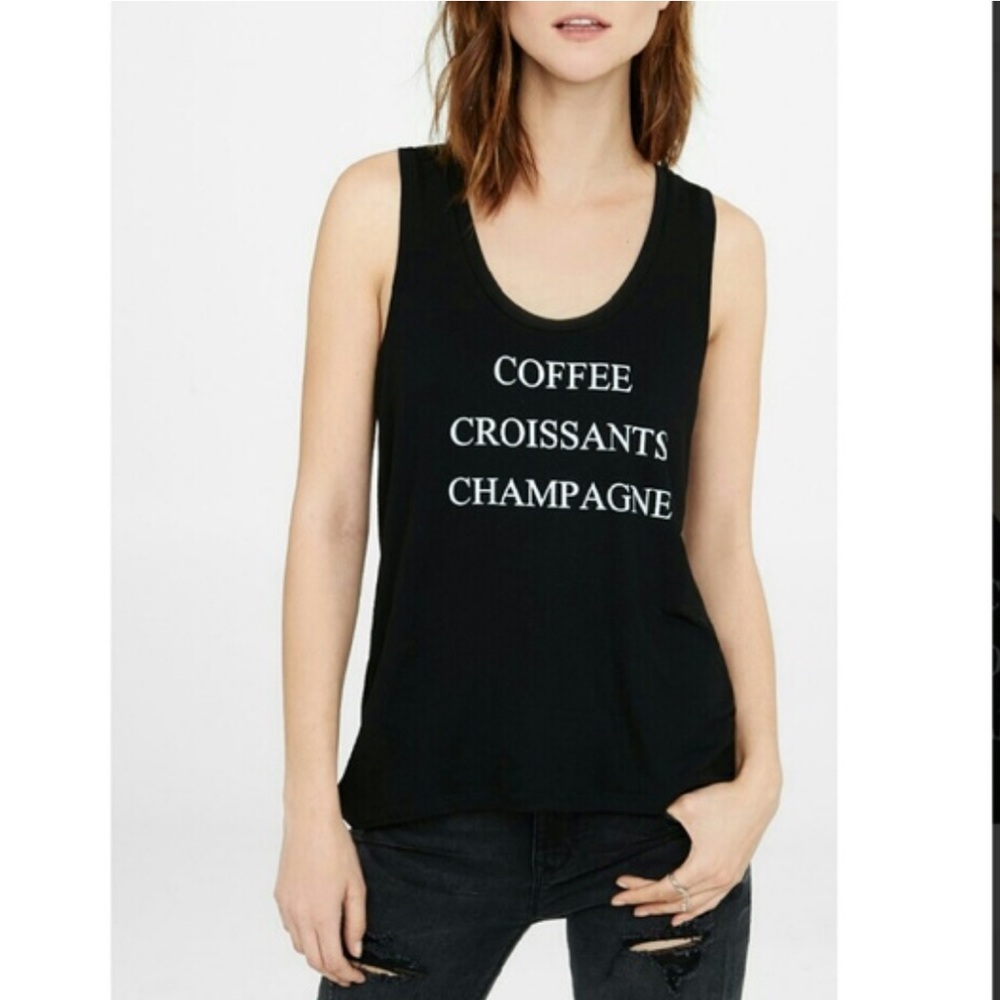Express Coffee Croissants Champagne Muscle Tank XS